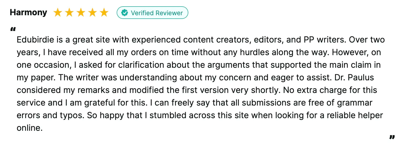 EduBirdie review on Reviews.io